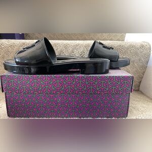 Tory Burch Eleanor Jelly Slides Black Size 10 NIB